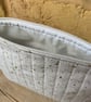 White and Gold Fabric Quilted Makeup Bag - Image 6