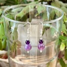 Amethyst earrings on silver plated hook - February birthstone