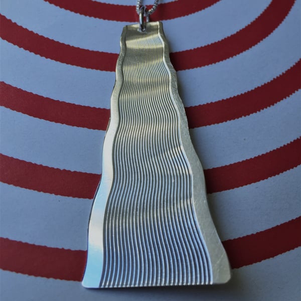 Long wave design Art Deco silver necklace