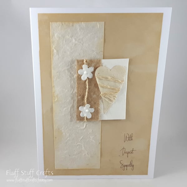 Handmade sympathy card - paper heart