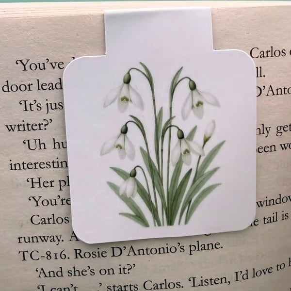 Snowdrop Magnetic Bookmark - Botanical Bookmark - Spring Flower Page Marker