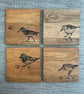 Set of four Wading bird coasters - hand drawn using pyrography