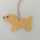 Handmade Air Dry Clay Yellow Dog Hanging Ornament