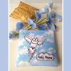 RESERVED: Small bird memorial pouch - blue sky with flying bird