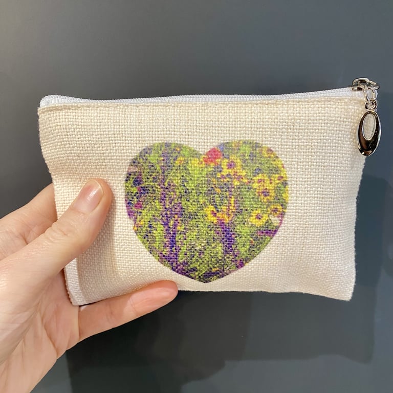 Perfectly Imperfect - Coin Purse - small zipped pouch - wildflower heart print.
