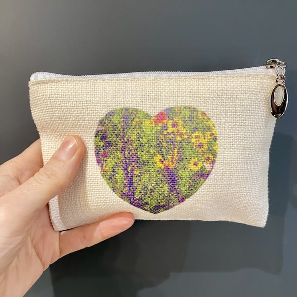 Perfectly Imperfect - Coin Purse - small zipped pouch - wildflower heart print.