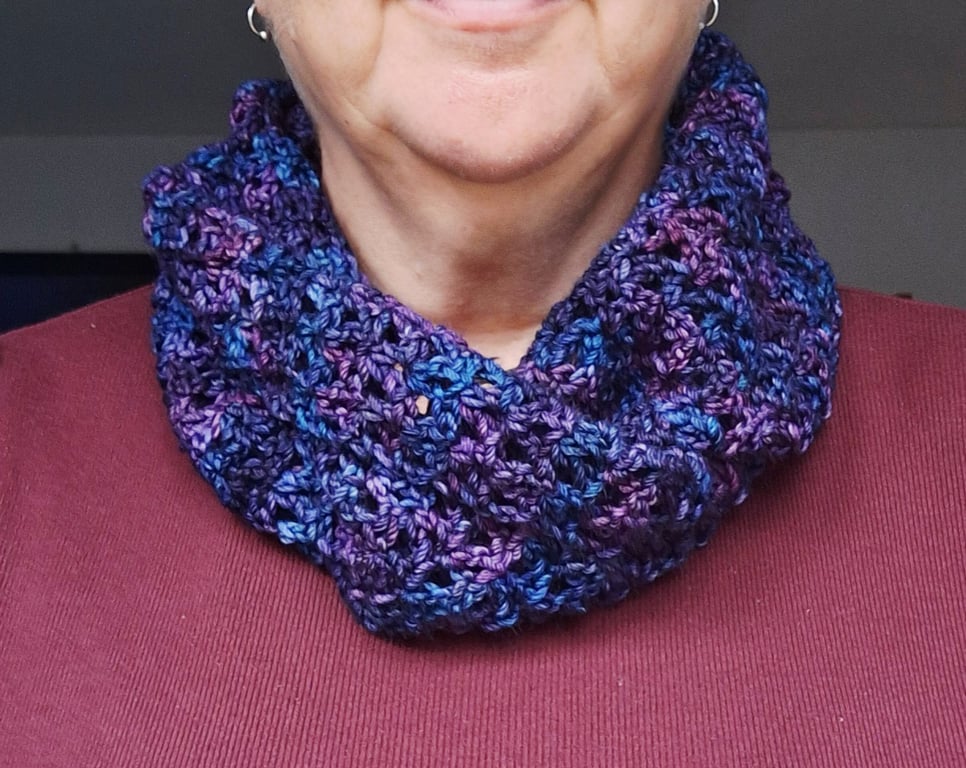 Infinity scarf in shades of blue and purple