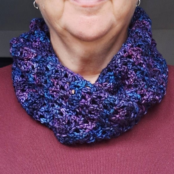 Infinity scarf in shades of blue and purple