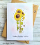 Sunflowers Birthday Card - original art, birthday wishes, bee, butterfly - Image 2