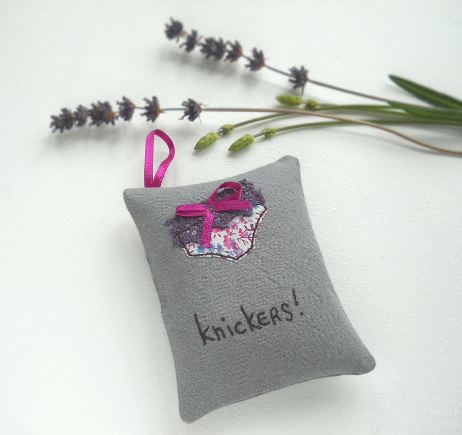 freehand embroidered lavender sachet hanging decoration purple