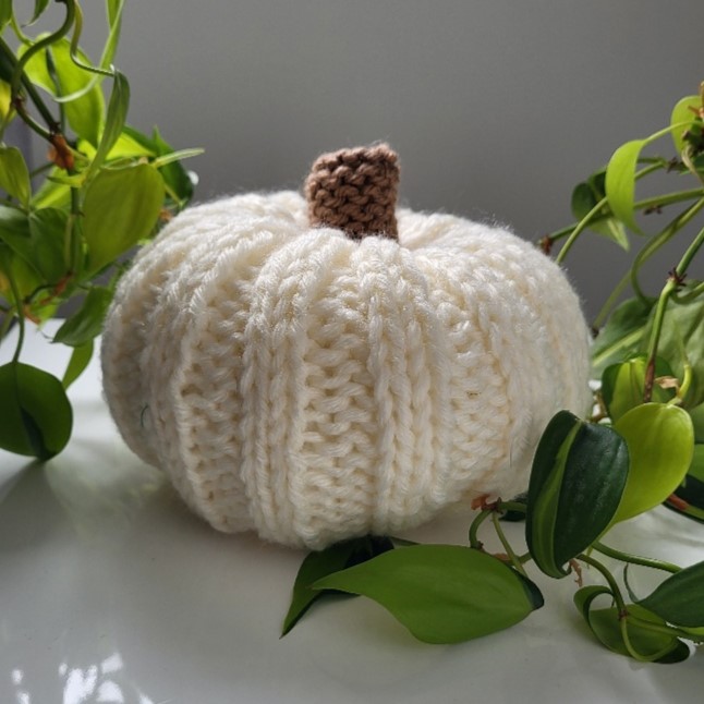 Pumpkin - Hand knitted cream pumpkin - medium