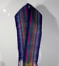 13.Hand woven Navy Blue Long Scarf With Multicoloured Warp In A Zig Zag Design. - Image 3