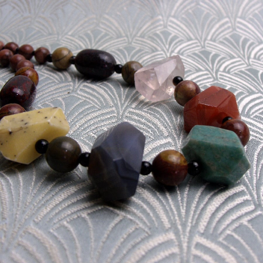 Chunky Necklace, Semi-precious Stone Necklace, Chunky Handmade Necklace CC90