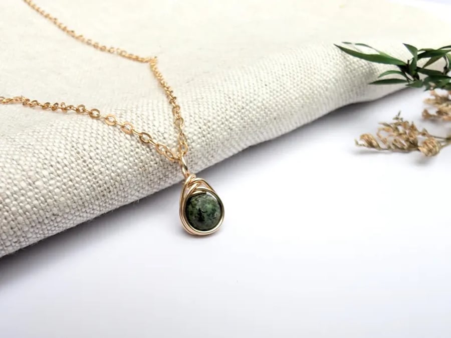 TURQUOISE Necklace Minimalist 14K Gold Filled Dainty Pendant December Birthstone