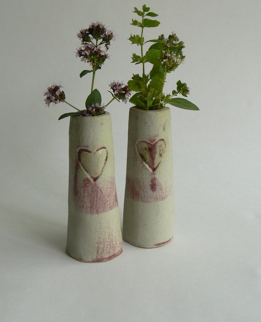 Pair of Ceramic Heart Vases
