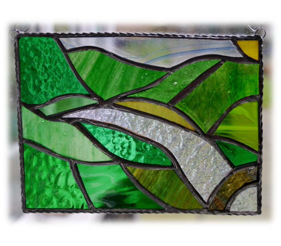 River Valley Panel Stained Glass Landscape Picture Wye 006
