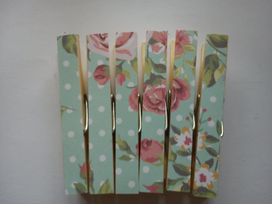 Mint Rose magnetic pegs fridge magnets memo peg shabby chic