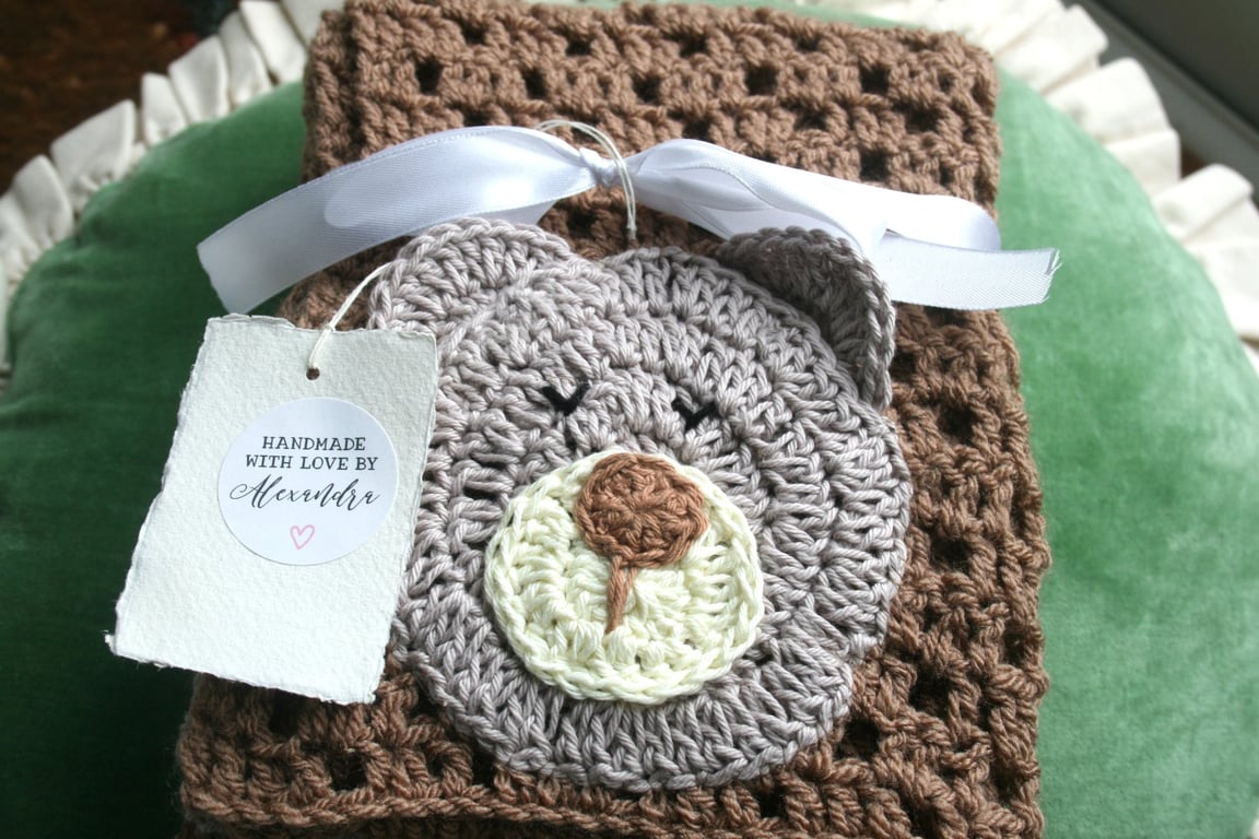 Sleeping Bear Baby Blanket - Treasured Keepsake - Pram blanket