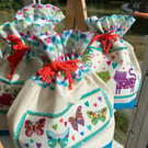 Butterfly lined drawstring project forever gift bag