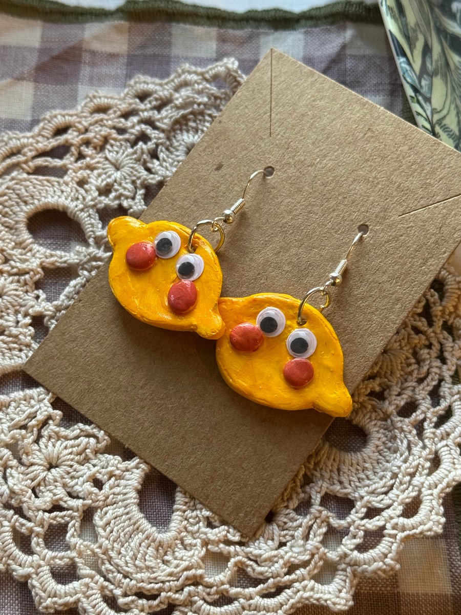 Cute Lemon Clay Earrings