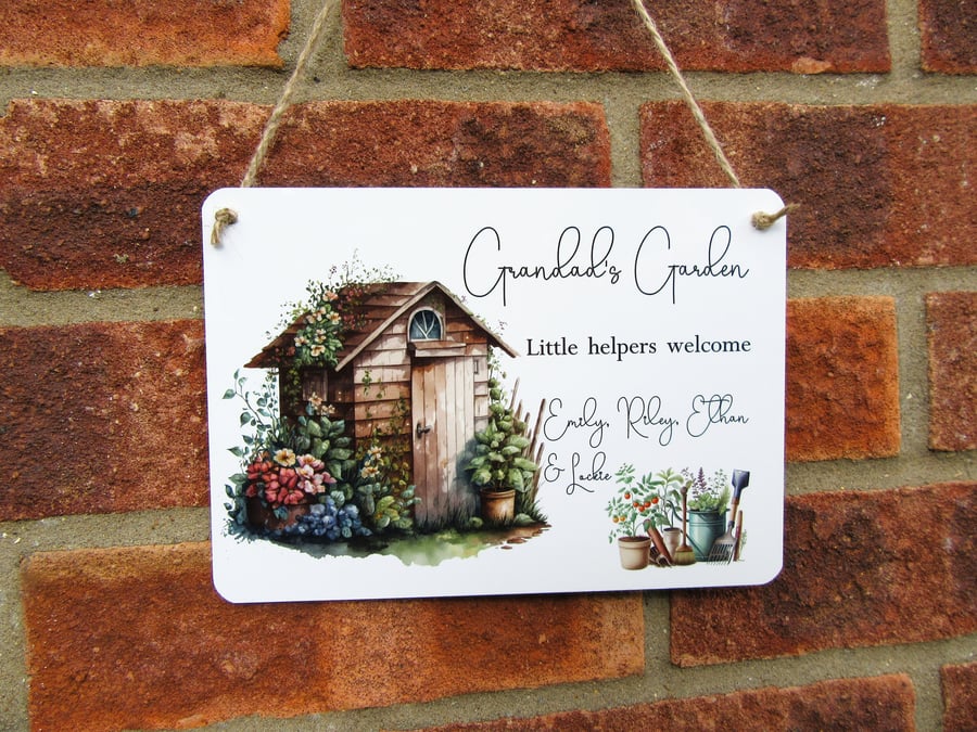 Grandad's Garden Sign, Father's Day Gift, Grandad's Shed Personalised Keepsake