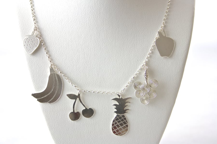 Handmade Silver Summer Fruit Salad Necklace