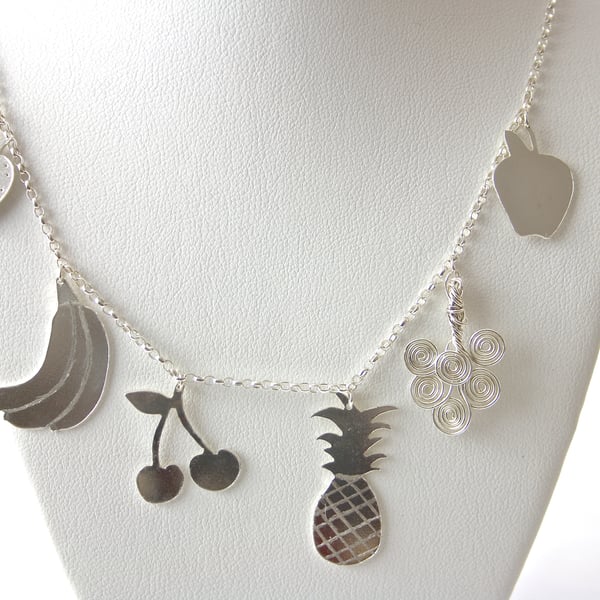 Handmade Silver Summer Fruit Salad Necklace