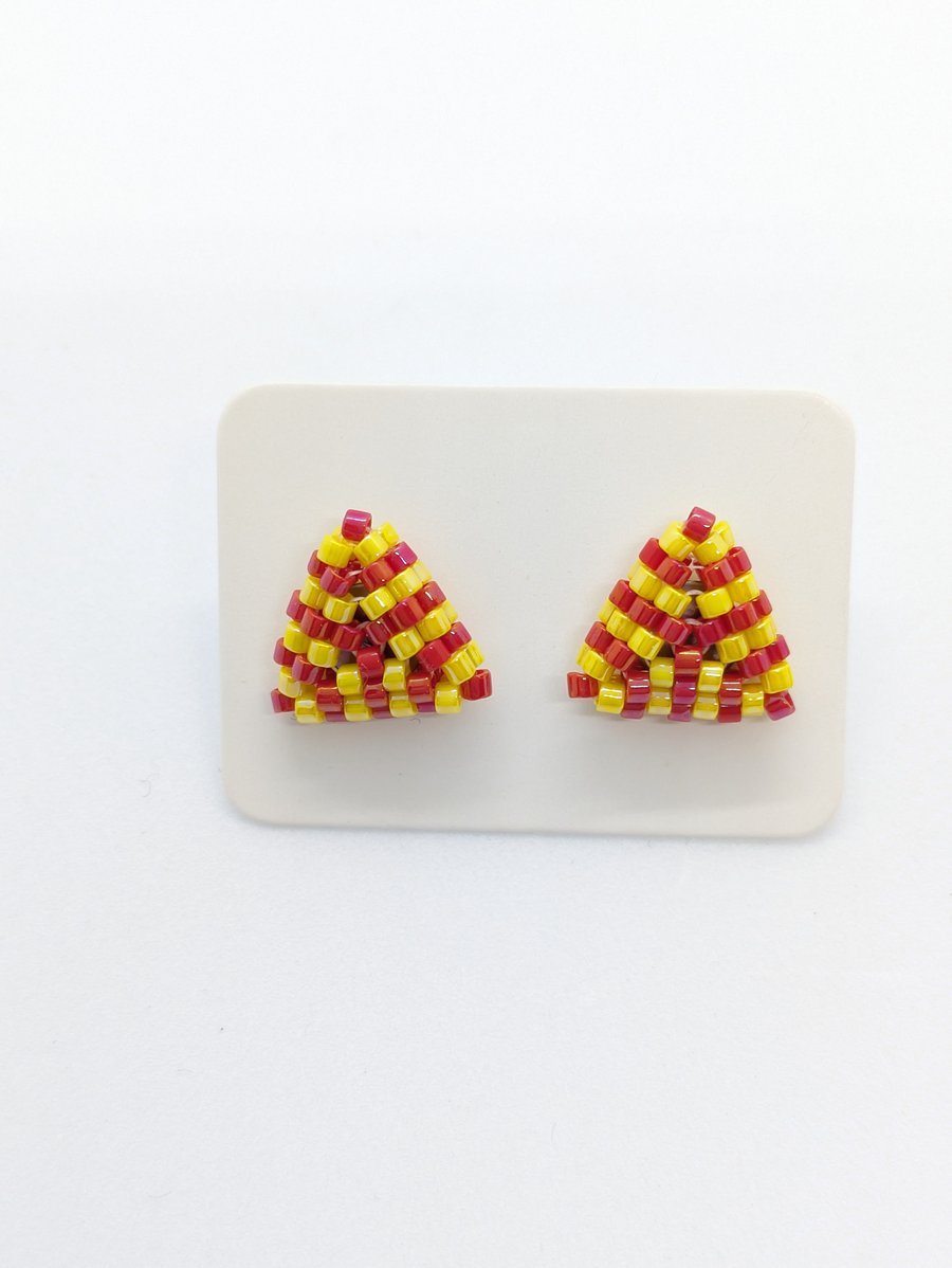 Triangle Stud Earrings - Fire