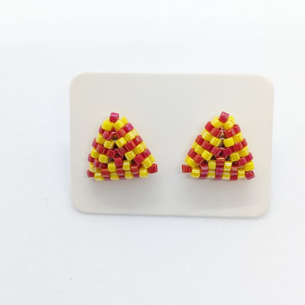 Triangle Stud Earrings - Fire