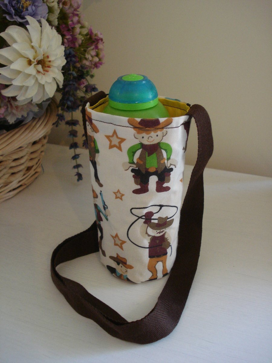 Child's Water Bottle Carrier, Cowboy, Sustainable Gift