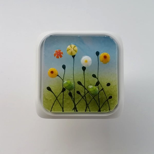 Flower plug in night light, nursery decor, corridor light, fused glass plug in l