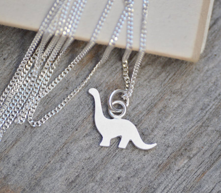 brontosaurus dinosaur necklace in sterling silver