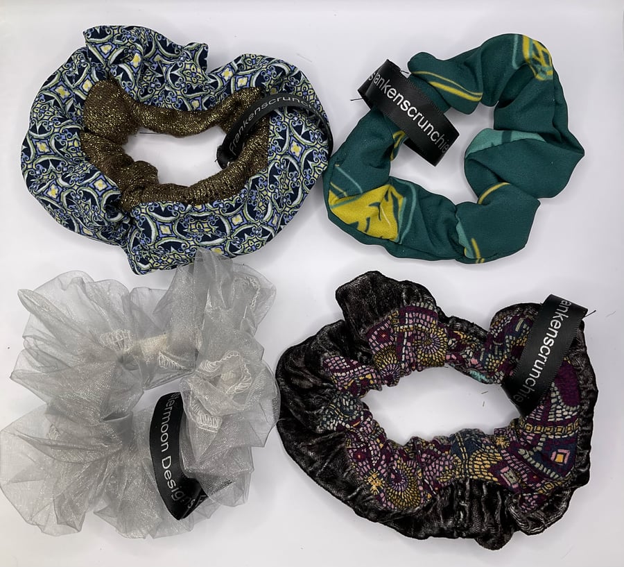 Frankenscrunchies - hand made scrunchies 7 for 5 pounds - save the fabric!