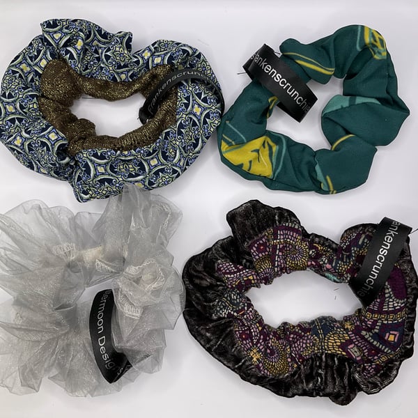 Frankenscrunchies - hand made scrunchies 7 for 5 pounds - save the fabric!
