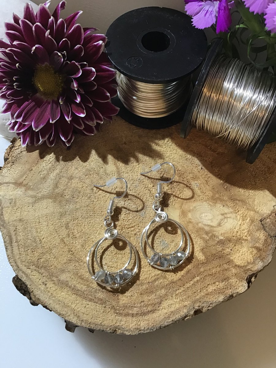 Labradorite Small Hoop Earrings