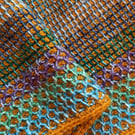 Handmade Tunisian Crochet Lap Blanket: Acrylic Wool Blend, Honeycomb Border