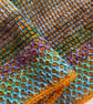 Handmade Tunisian Crochet Lap Blanket: Acrylic Wool Blend, Honeycomb Border