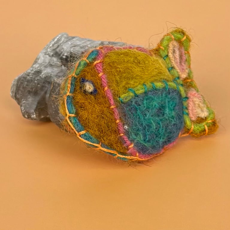 Felted Fish Brooch - yellow