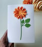 Orange Dahlia - Flower Shop Moments, Blank Handmade Floral Card 