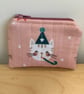 Christmas Cat Print Quilted Fabric Mini Purse - Image 2
