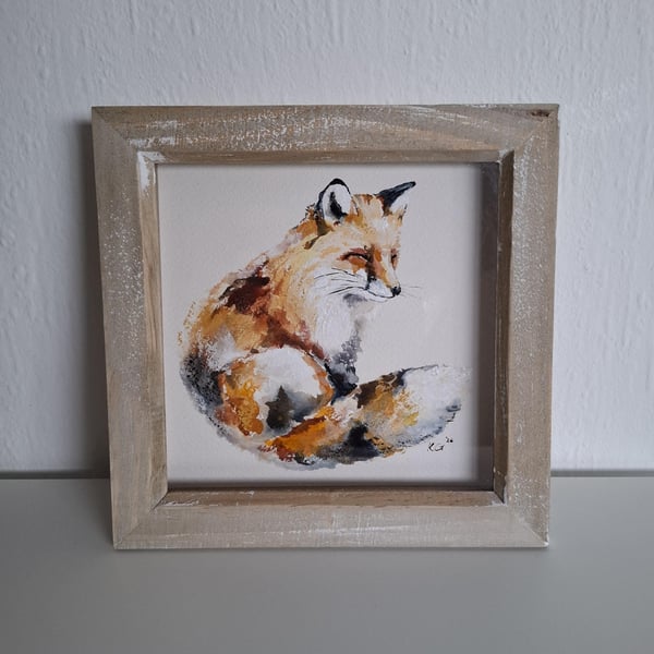 Original Fox Painting 15x15cm
