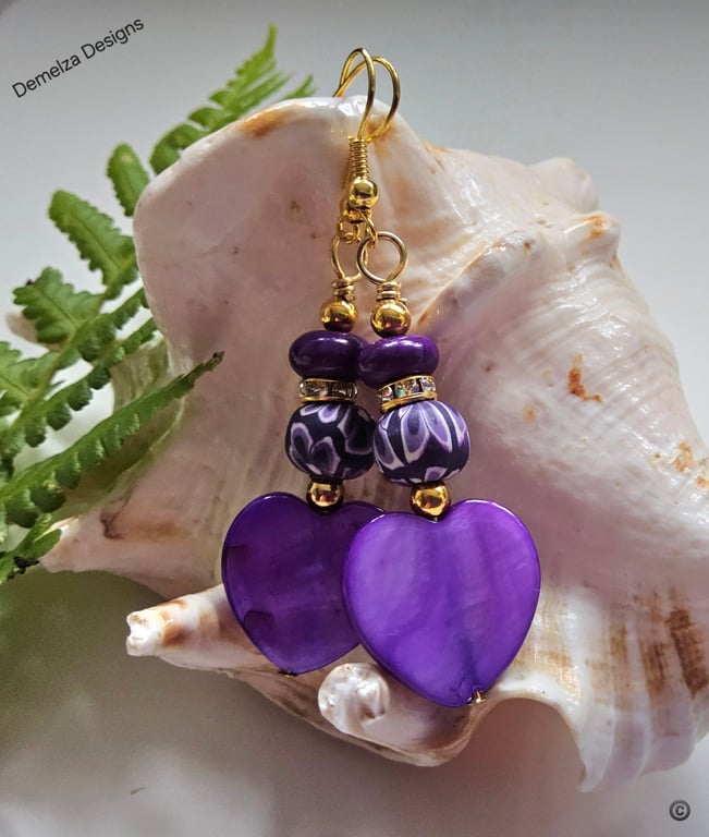 Mother of Pearl,  Abalone Shell & Shell Pearl Earrings Gold Plated
