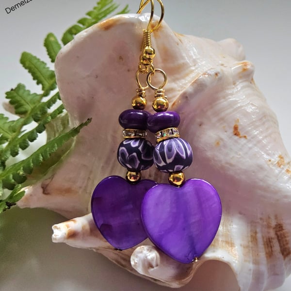 Mother of Pearl,  Abalone Shell & Shell Pearl Earrings Gold Plated