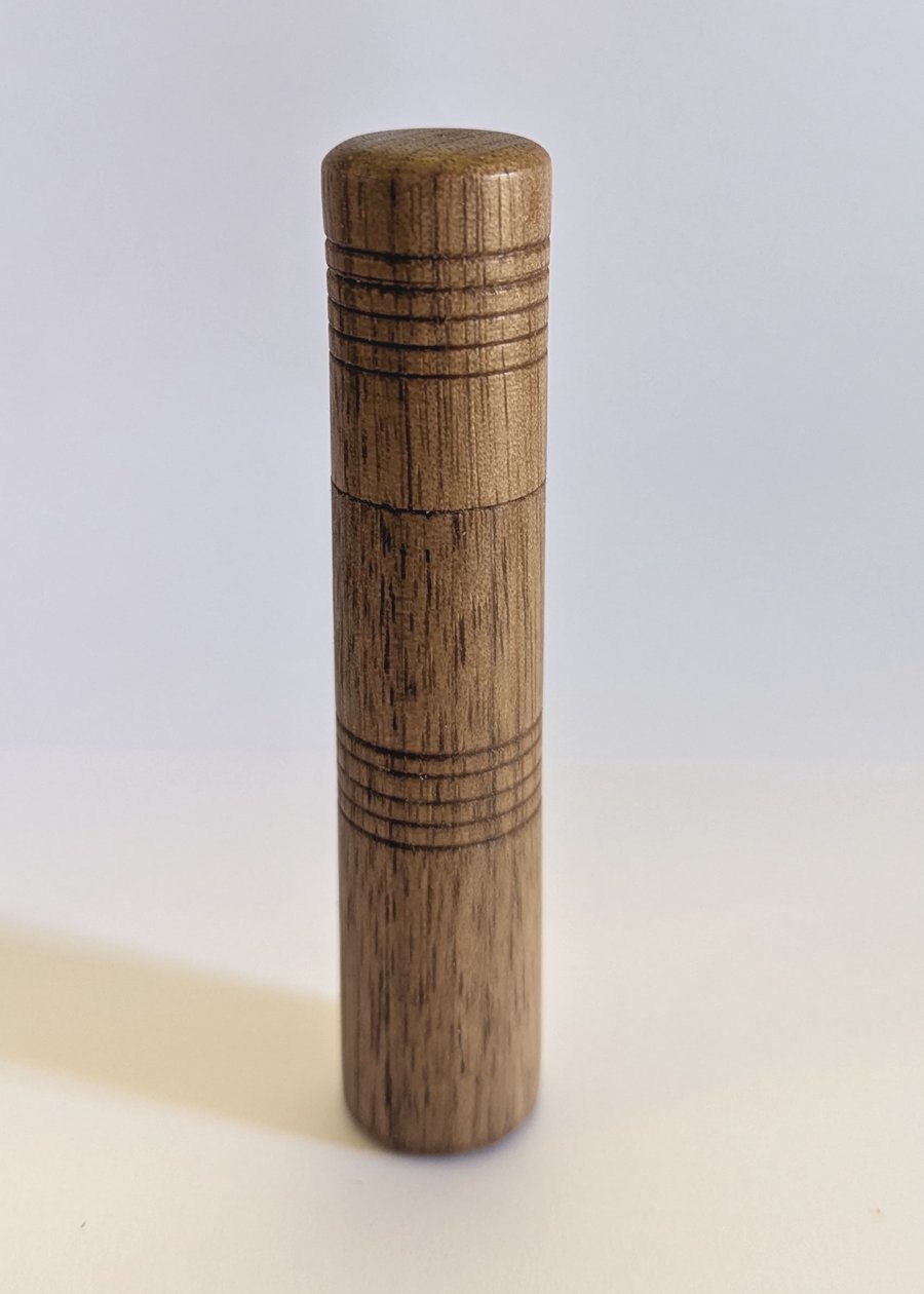 Hand-turned oak needle case with lid