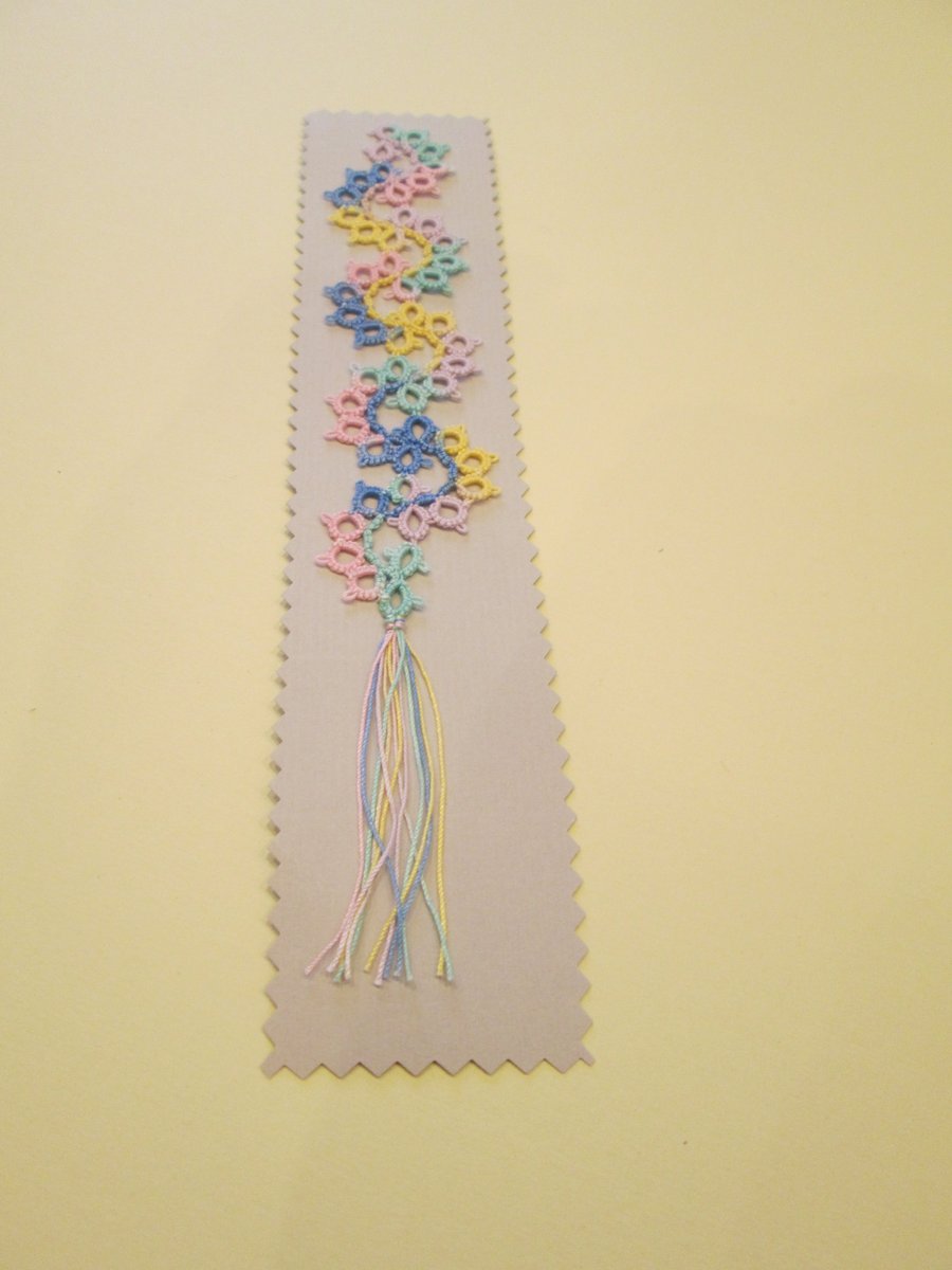 Multi coloured Tatted Bookmark