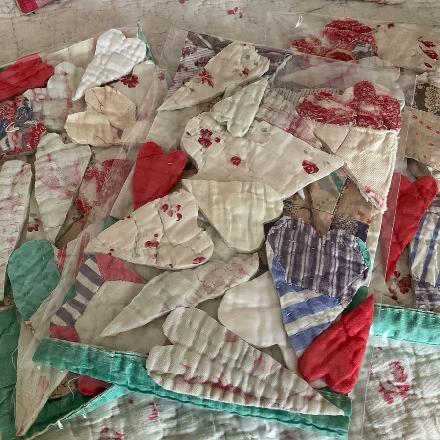 Vintage quilt hearts pack