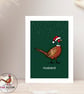 Husband Christmas Card - Pheasant Christmas Card - Hand Drawn Festive Card - Image 6