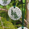 REDUCED 5 Porcelain hanging tree decorations - Fir trees