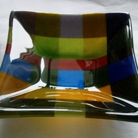 Fused glass Tartan dish