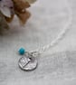 Silver Circle Birthstone Leaf Pendant, silver pendant with semi-precious beads - Image 3